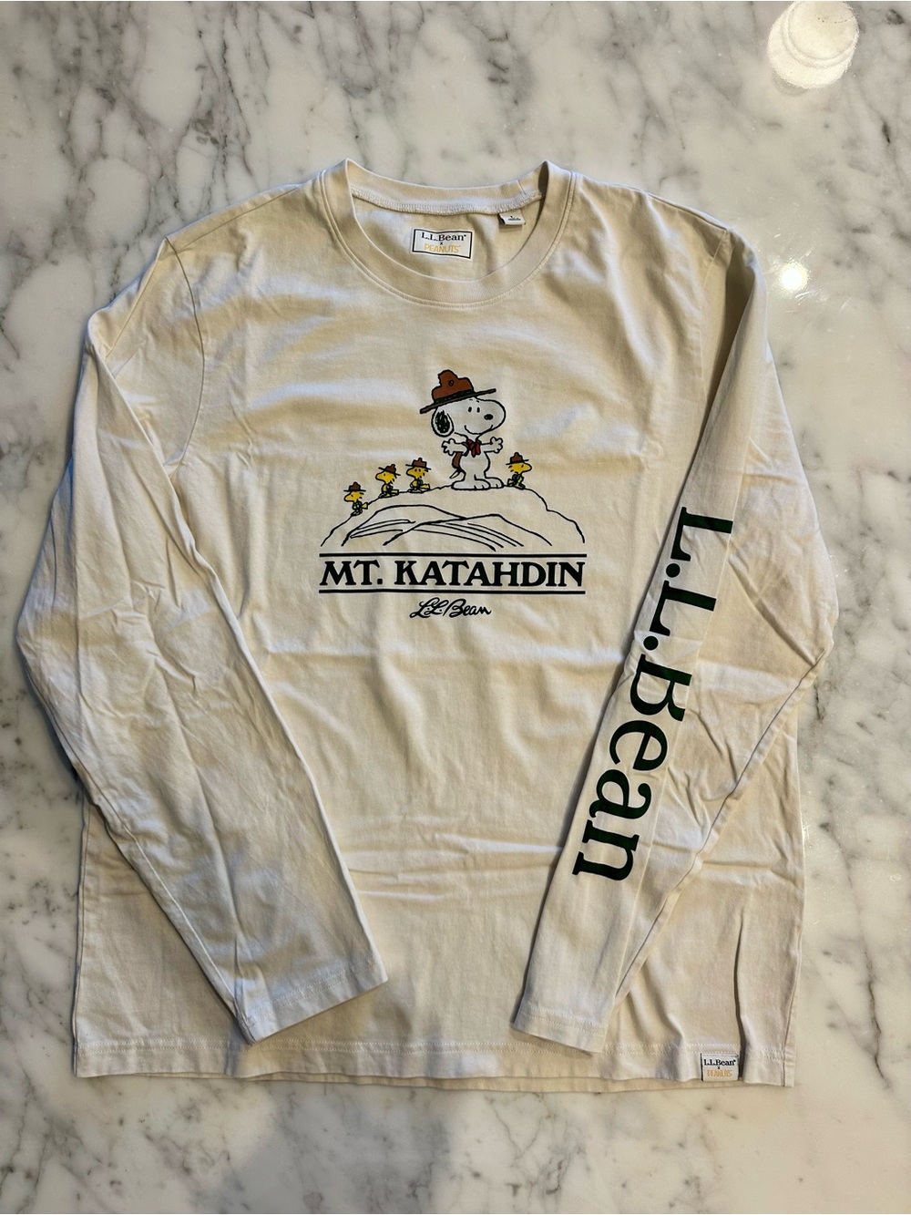 L.L. Bean Cream Long-Sleeve Mt. Katahdin Snoopy Graphic Tee